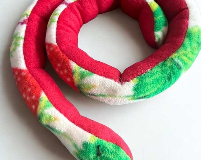 Strawberry Catnip Snake Toy – Organic Catnip | Soft Fleece | Handmade in Minnesota | 44" Long