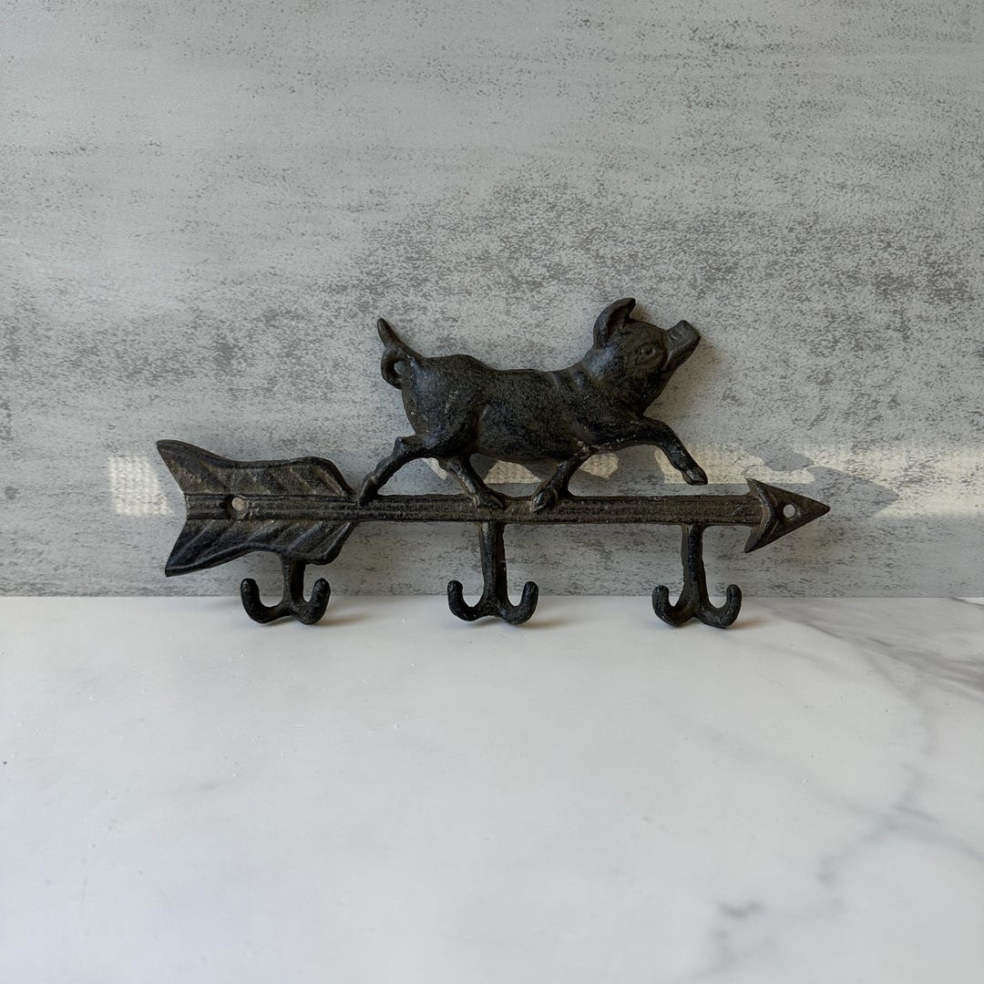 Key Rack Pig Vintage Cast Iron Pig Keyhook Rack - Etsy