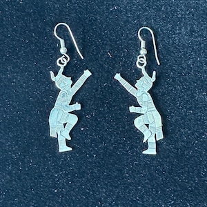 Pair of Sterling Silver Navajo Dancer Dangle Earrings by Douglas Etsitty