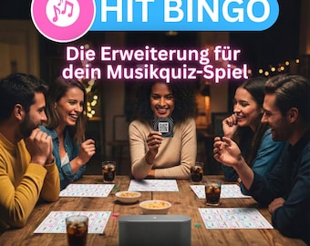 Music Bingo Party Game - Printable | Expansion for Music Card Quiz | Printable PDF | Party Game for Adults & Teams