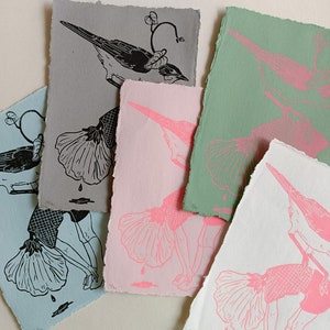 Florale, linogravure sur papier artisanal