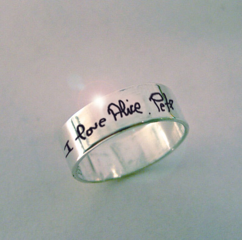 Personalized handwriting ring custom wedding band Etsy