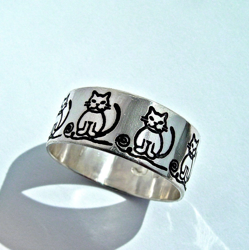 Personalized Cat Ring Silver Cat Jewelry Pussy Cat Ring Etsy