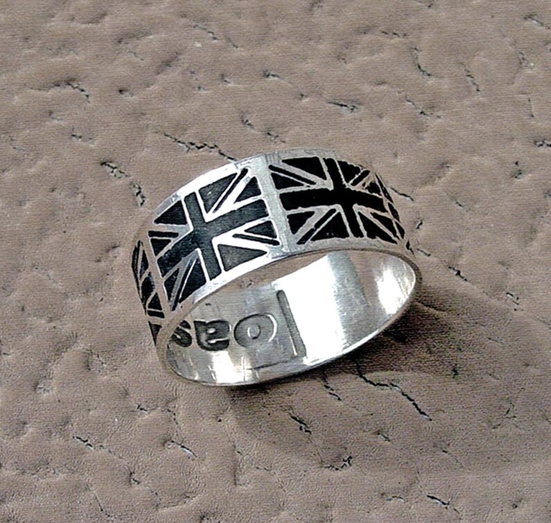 Personalized Ring British Flag Ring Union Jack Ring Etsy