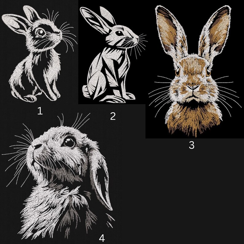 Black Embroidered Bunny Rabbit T-Shirt or Hoodie - Whimsical Animal Design image 2