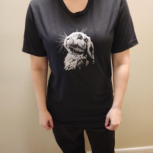Black Embroidered Bunny Rabbit T-Shirt or Hoodie - Whimsical Animal Design image 4