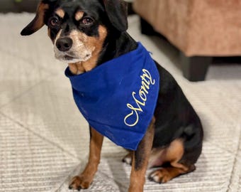 Personalized Embroidered Dog Bandana - Custom Name Cotton Pet Scarf