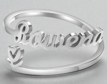 Personalized Name Ring, 925 Sterling Silver, Adjustable Custom Ring