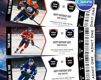 Bearbeitbare Hockey Ticket-Vorlage, Überraschungsgeschenk (Canva Digital Download)