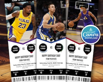 Plantilla editable de boleto de baloncesto, regalo sorpresa (descarga digital de Canva)
