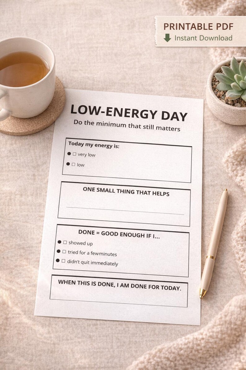 Bare Minimum Day Planner Printable – Low Energy Daily Planner PDF ...