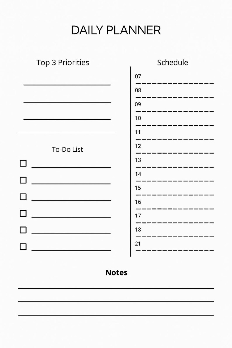 ADHD Daily Planner Printable PDF Daily to Do List A4 US Letter - Etsy