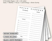 ADHD Planner Printable, Focus & Low Energy Planner Bundle, Daily Weekly To Do Lists for Adults with ADHD