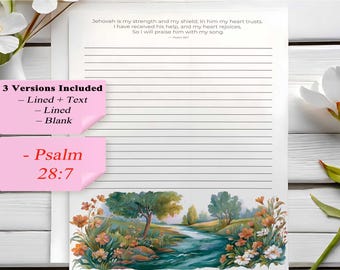 Papel para cartas de los Testigos de Jehová (Salmo 28:7), papelería con versículos bíblicos de Jehová, página de ánimo para el ministerio, descarga digital