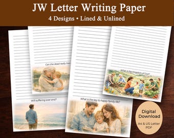 Paquete de papelería para escribir cartas de los Testigos de Jehová, papelería para invitaciones del ministerio de los Testigos de Jehová, papel de carta imprimible en PDF tamaño A4 (EE. UU.)