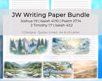 Paquete de papel para escribir de los Testigos de Jehová, papel para cartas con versículos bíblicos, página de ánimo para el ministerio, PDF imprimible, tamaño A4, carta estadounidense
