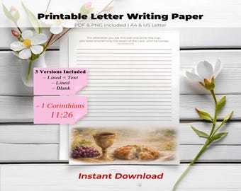 Papel para cartas conmemorativas de los Testigos de Jehová, 1 Corintios 11:26 (imprimible), papelería del Ministerio de los Testigos de Jehová, descarga digital