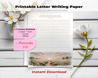 Papel para cartas de los Testigos de Jehová – Proverbios 3:6 imprimible, papelería de los Testigos de Jehová, descarga digital del ministerio