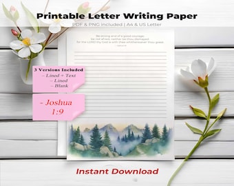 Papel imprimible para escribir cartas, papelería con versículos bíblicos, descarga digital de ánimo, papel del ministerio de los Testigos de Jehová, Josué 1:9
