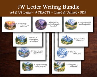 Paquete de materiales para escribir cartas de los Testigos de Jehová, papelería del ministerio de los Testigos de Jehová, papelería imprimible en PDF tamaño carta A4 (EE. UU.)