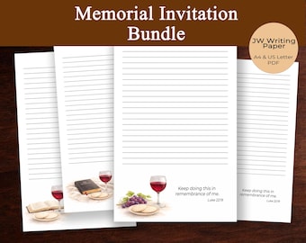 Paquete de papel para escribir cartas conmemorativas de los Testigos de Jehová, papelería ministerial imprimible Lucas 22:19, juego de papel para escribir para testigos de Jehová, tamaño A4, carta estadounidense (PDF)