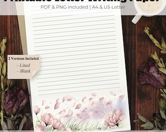 Papel floral para cartas, papelería y notas personales del Ministerio de los Testigos de Jehová, descarga digital