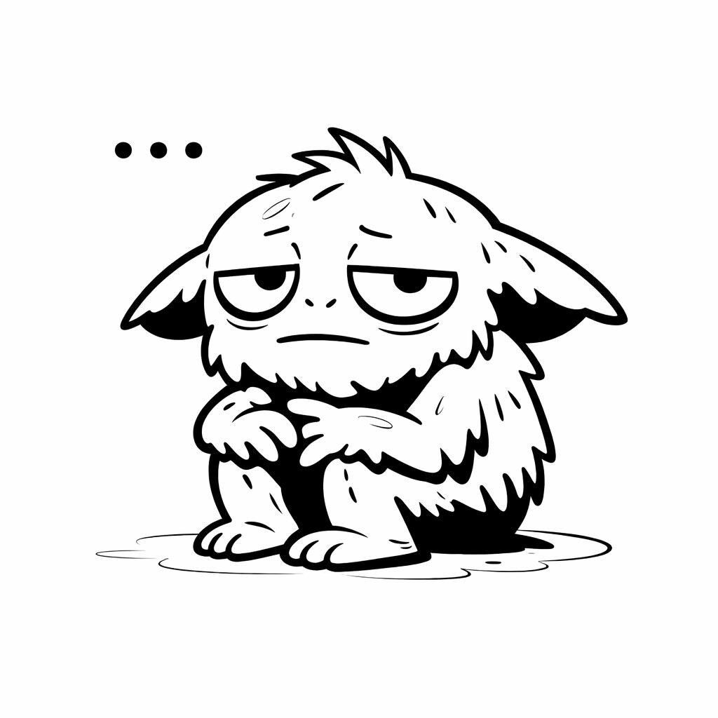 Grumpy Monster Coloring Page, Moody Creature Art (digital Download ...