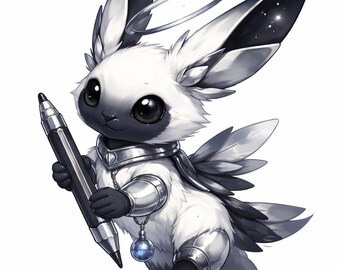 Angel Bunny Färbung Seite druckbare, himmlische Fantasy Wesen mit Heiligenschein digitaler Download