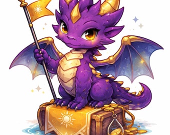 Baby Drache Malseite, Fantasy Schatztruhe (Digitaler Download