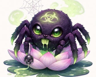 Gothic Spider Malseite – Dark Fantasy Lotus Art zum Downloaden
