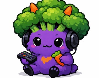 Brokkoli Monster Malseite, Veggie Creature Art, Digital Download