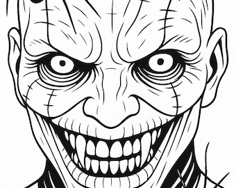Creepy Smile Horror Coloring Page | Gothic Spider Art (8x10, Digital Download)