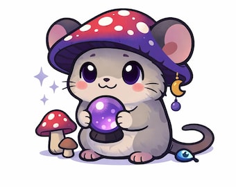 Wahrsagerin Maus Malseite, Kristallkugel, Fantasie Tier, Malseite zum Ausdrucken