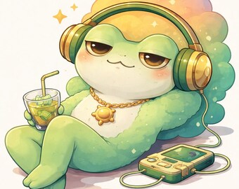 Chill Vibes Frosch - Ausmalseite zum Ausdrucken