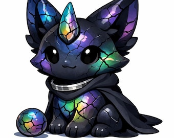 Crystal Cat Malseite, Ausmalbilder zum ausdrucken, Dark Fantasy Einhorn Kitty digitaler Download
