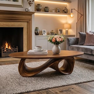 Sculptural Infinity Loop Coffee Table | Modern Organic Solid Wood Centerpiece