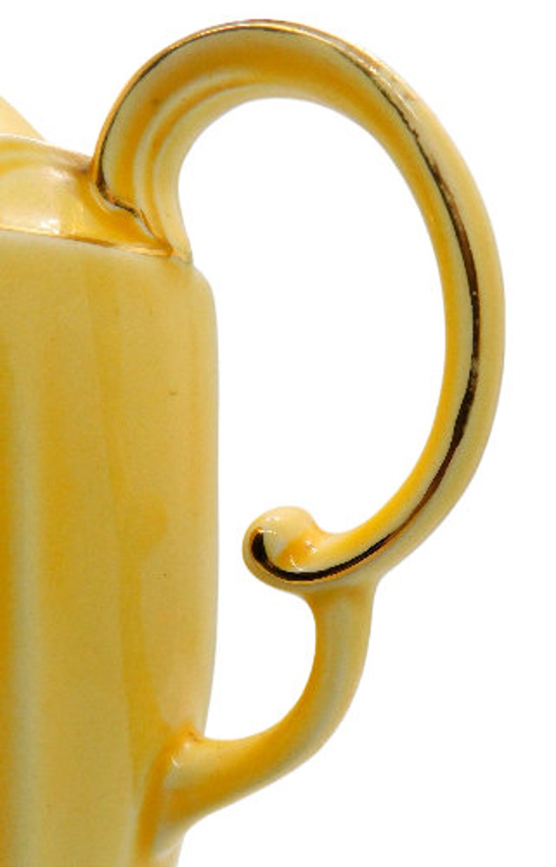 Elegant Art Deco Crown Devon Fielding Gold/Yellow Retro 'Beverley' Coffee Pot Jug 1940s image 4