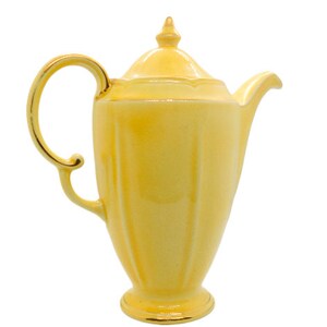 Elegant Art Deco Crown Devon Fielding Gold/Yellow Retro 'Beverley' Coffee Pot Jug 1940s image 1