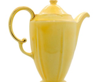 Elegant Art Deco Crown Devon Fielding Gold/Yellow Retro 'Beverley' Coffee Pot Jug 1940s