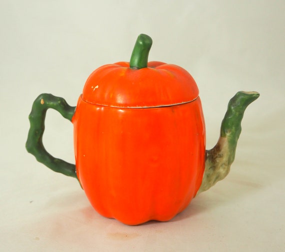 Edwardian Pumpkin Teapot English Porcelain Squash Shaped Etsy
