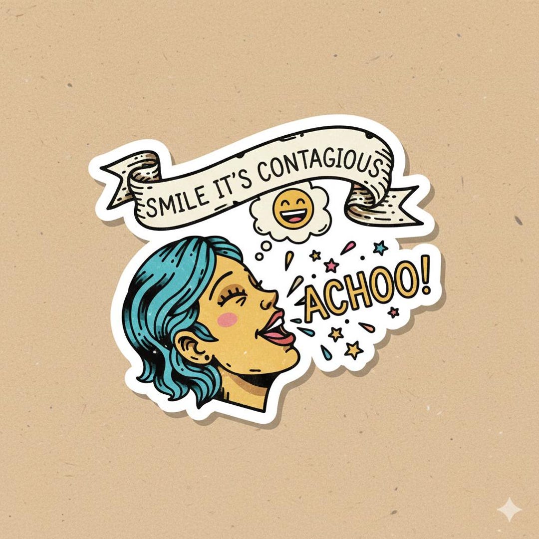 Smile It's Contagious Sticker - Glossy Clear Vinyl Decal, Funny Achoo ...