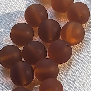 Vintage glass beads ,dark AMBER topaz matte 10mm CZECH Glass (15) ROUND