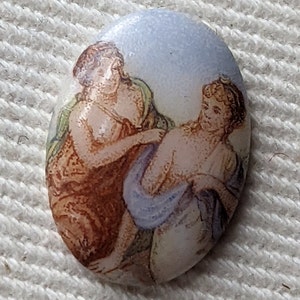 Art Nouveau Victorian Ladies/1950s mod glass cabachon/JAPAN Antique button top 13x18mm (1)