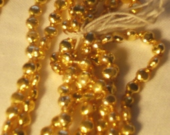 Vintage GLASS garland beads/ RARE Japan Hollow/ GOLD urn shape 24 Christmas ornament 4mm/ 24pcs