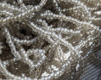 Vintage 1920s Czech Glass Seed Beads: Opal Lined White, Size 10o (20 grams)