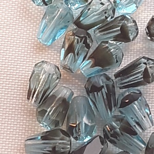 FaCeteD TEARDROPS 9x7mm Vintage CZECH Glass (24) aqua black tortoise