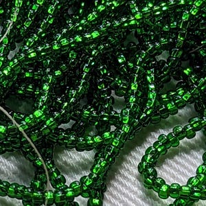 Vintage Czechoslovakian GLASS SEED beads 12o (1 hank) grass green