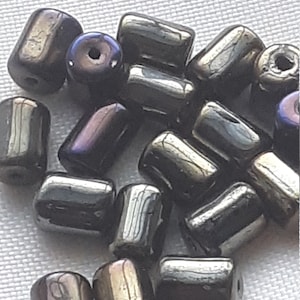BROWN  IRIS metallic rainbow Tube smooth 6mm Czech Glass BEADS (15)