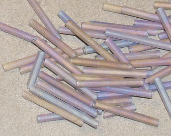 SMOKY gray rainbow skies GLASS  BUGLE beads 20mm Czech (40)