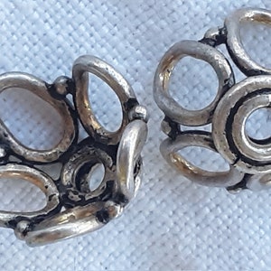 Bead Cap Vintage STERLING silver Beads Artisan crafted India 15x18mm Genuine open work (2)